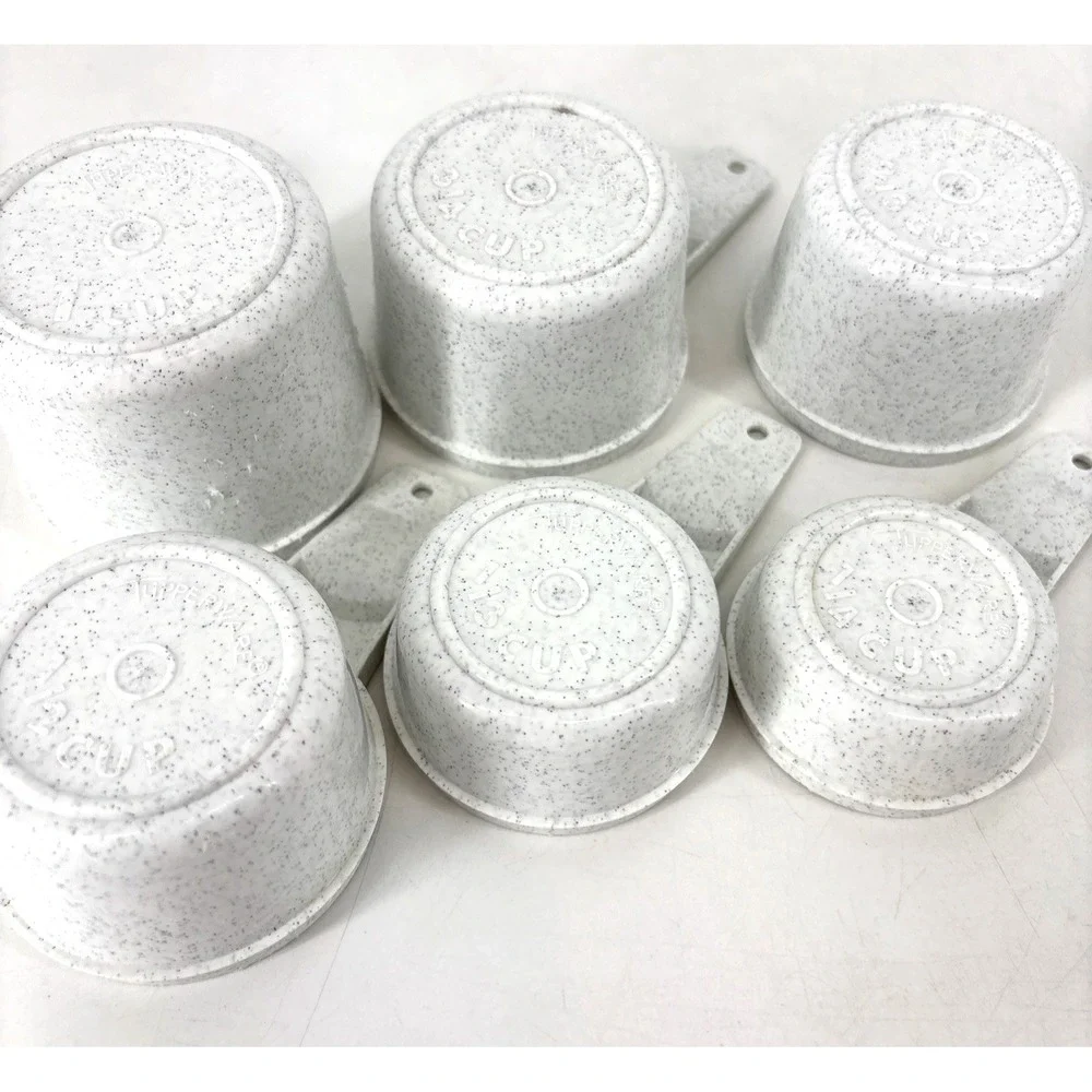 Set of 6 Vintage Tupperware‎ Nesting Measuring Cups White/Gray Speckled